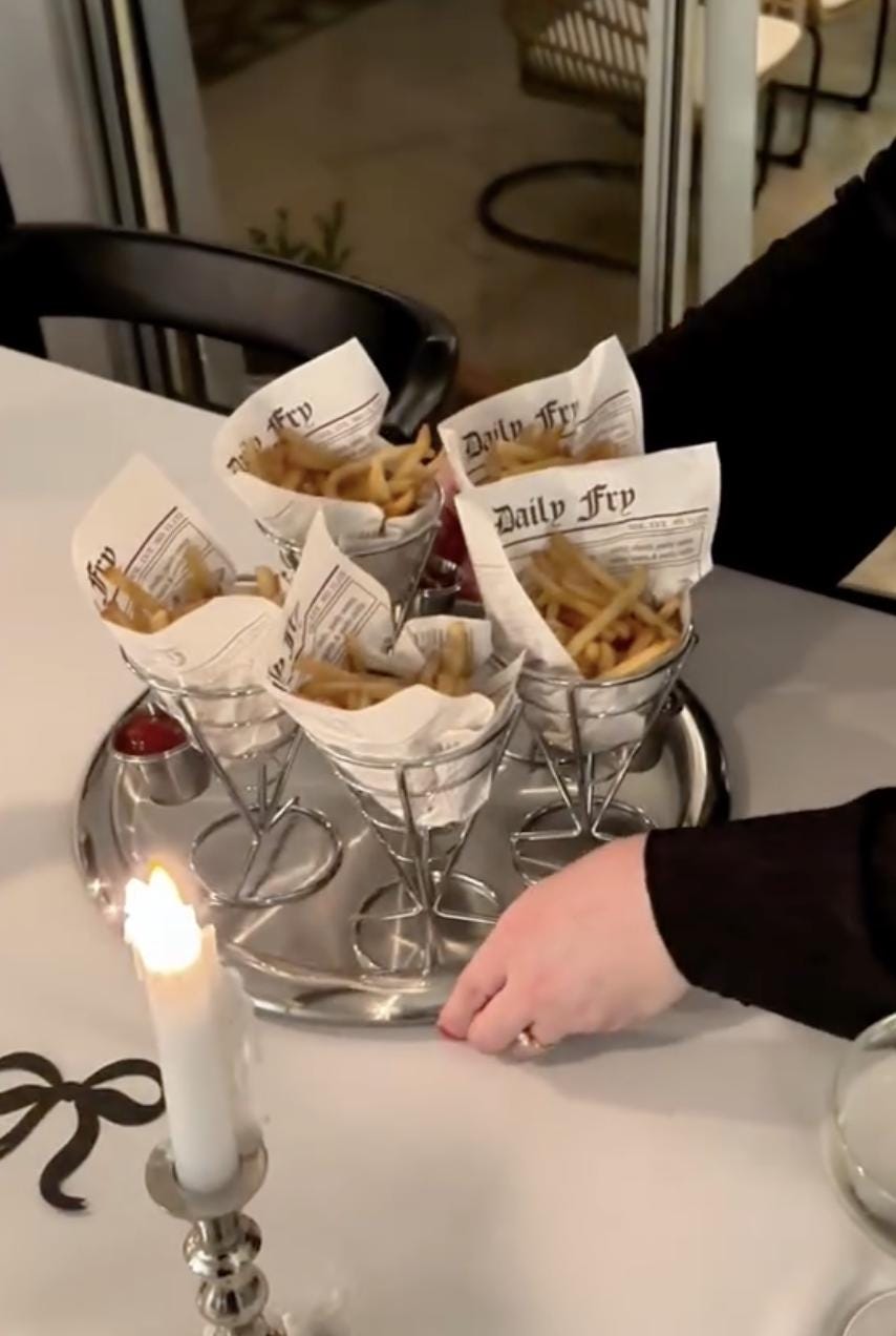 Stainless Steel French Fry Stand Baskets with Newspaper Wax Paper – Catering Fry Display Set