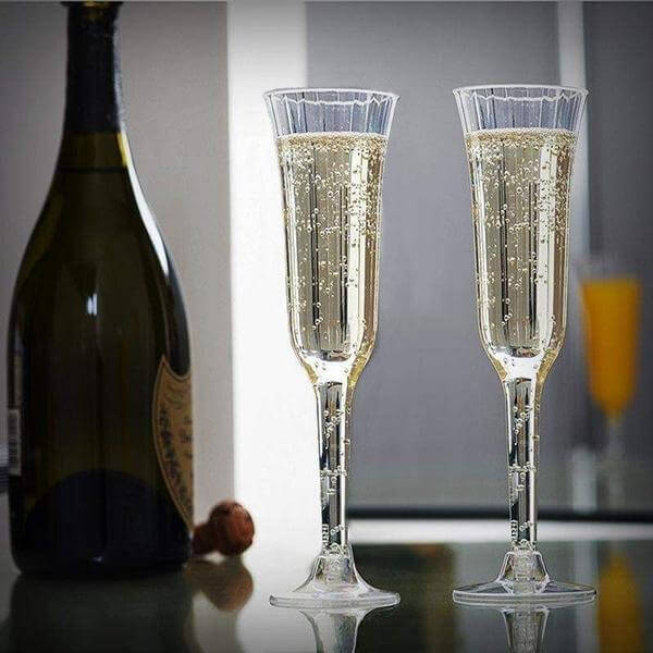 12 - Pack Plastic Champagne Flutes – Disposable Toasting Glasses for Weddings, Parties & Events - Pretty Party Boxx