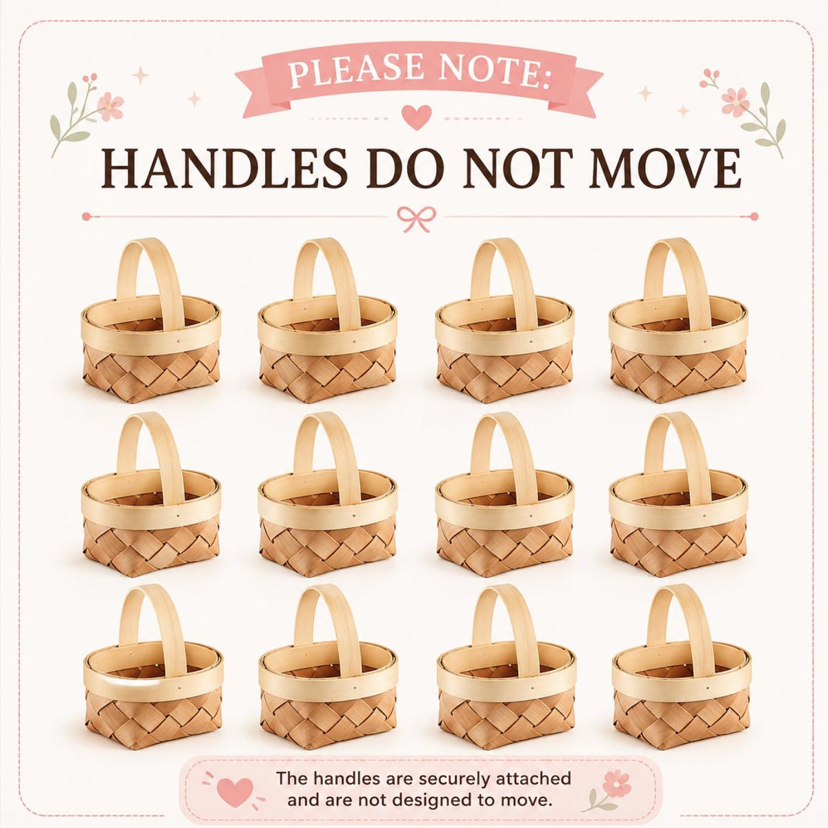 Tiny Wooden Picnic Basket Favors – Individual Berry Baskets for Weddings & Showers