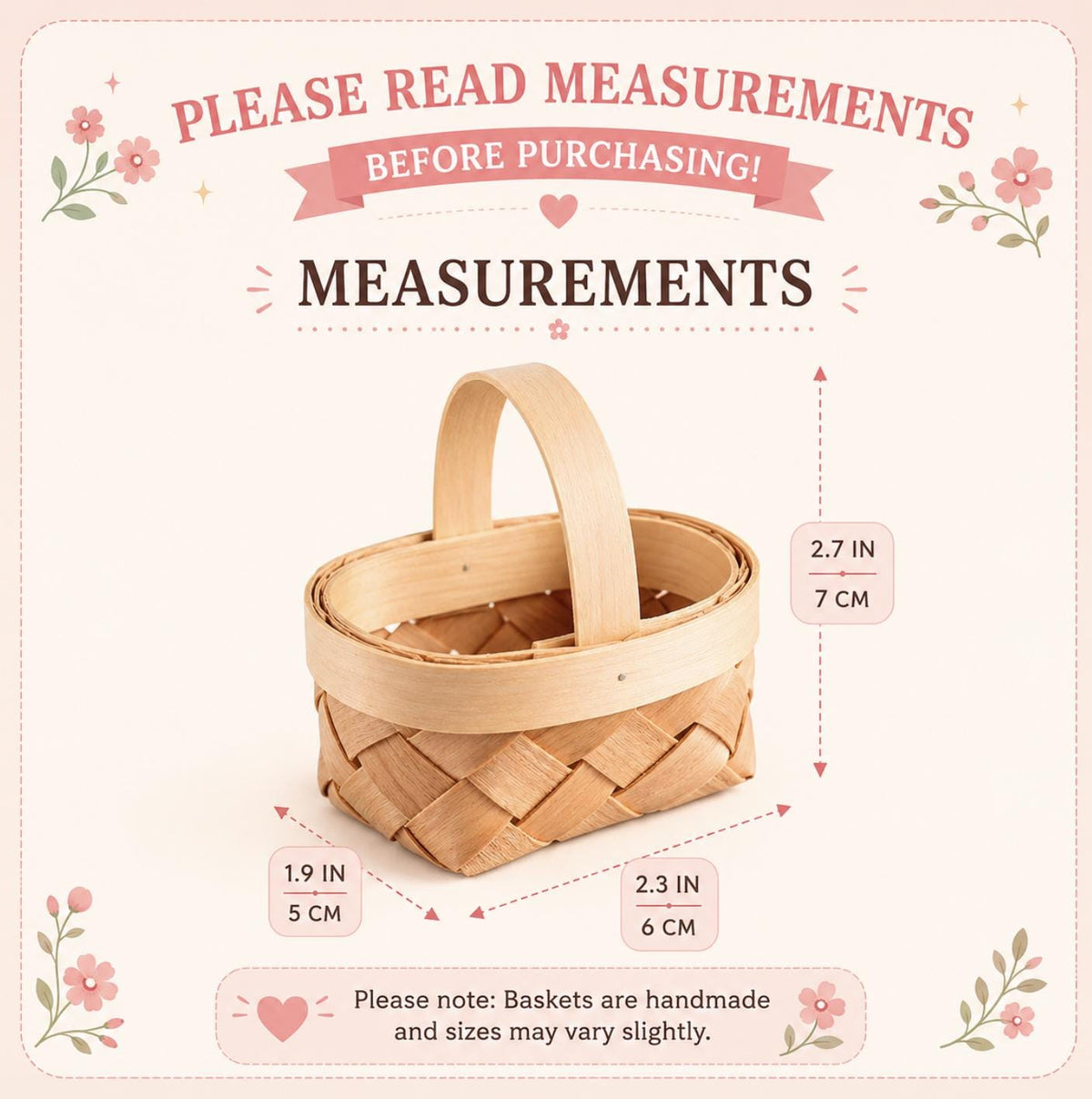 Tiny Wooden Picnic Basket Favors – Individual Berry Baskets for Weddings & Showers
