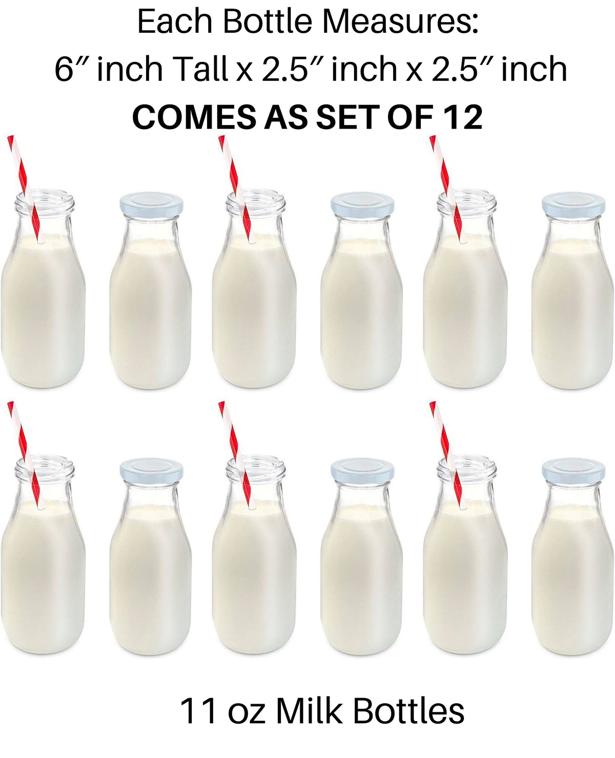 Vintage Glass Milk Bottles with Striped Paper Straws – Milk & Cookies Dessert Table Kit