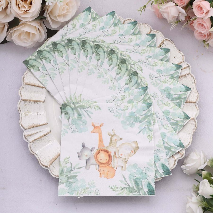 20 - Pack Elegant Paper Cocktail Napkins – Peony Flower Print with Gold Trim for Weddings & Events - Pretty Party Boxx