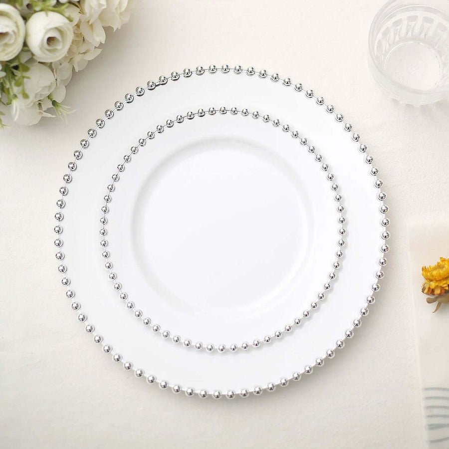 10 - Pack Beaded Rim Round Fancy Disposable Plates - Pretty Party Boxx