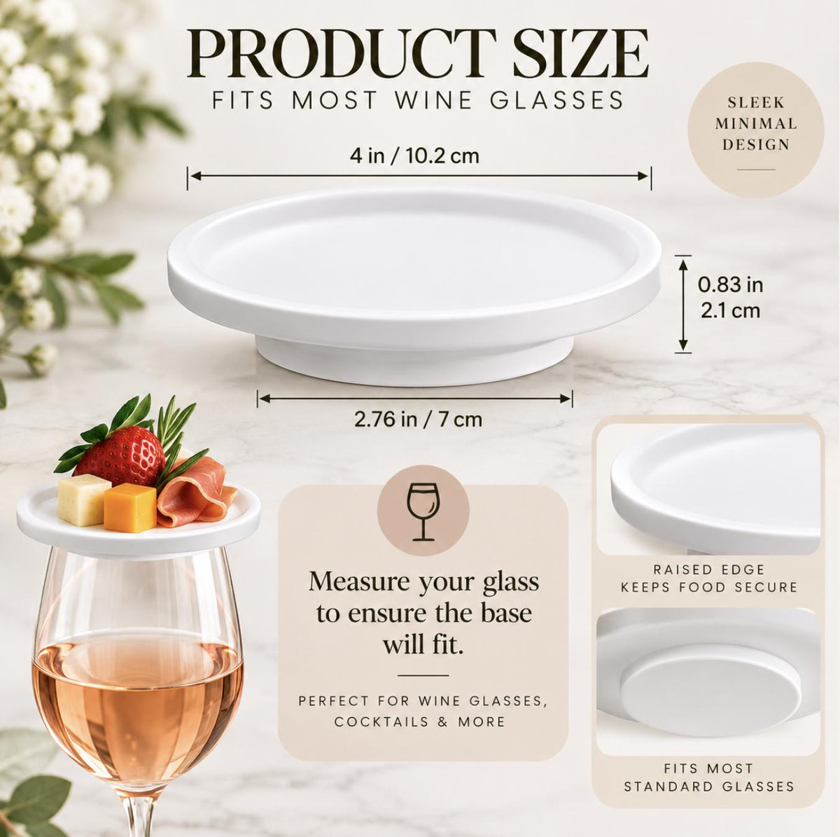 White Wooden Wine Glass Charcuterie Toppers with Toothpicks – Wine Glass Snack Plates