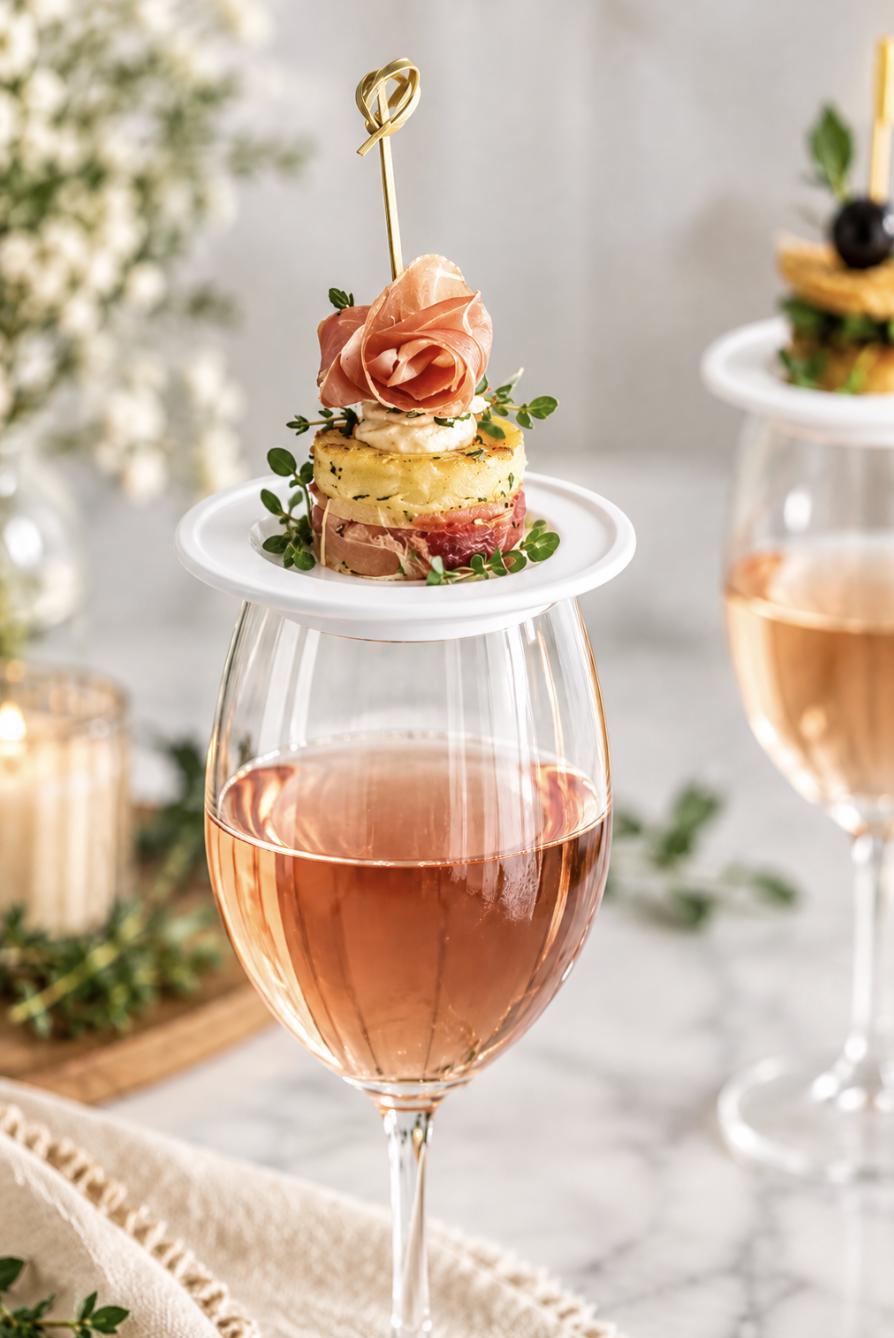 White Wooden Wine Glass Charcuterie Toppers with Toothpicks – Wine Glass Snack Plates