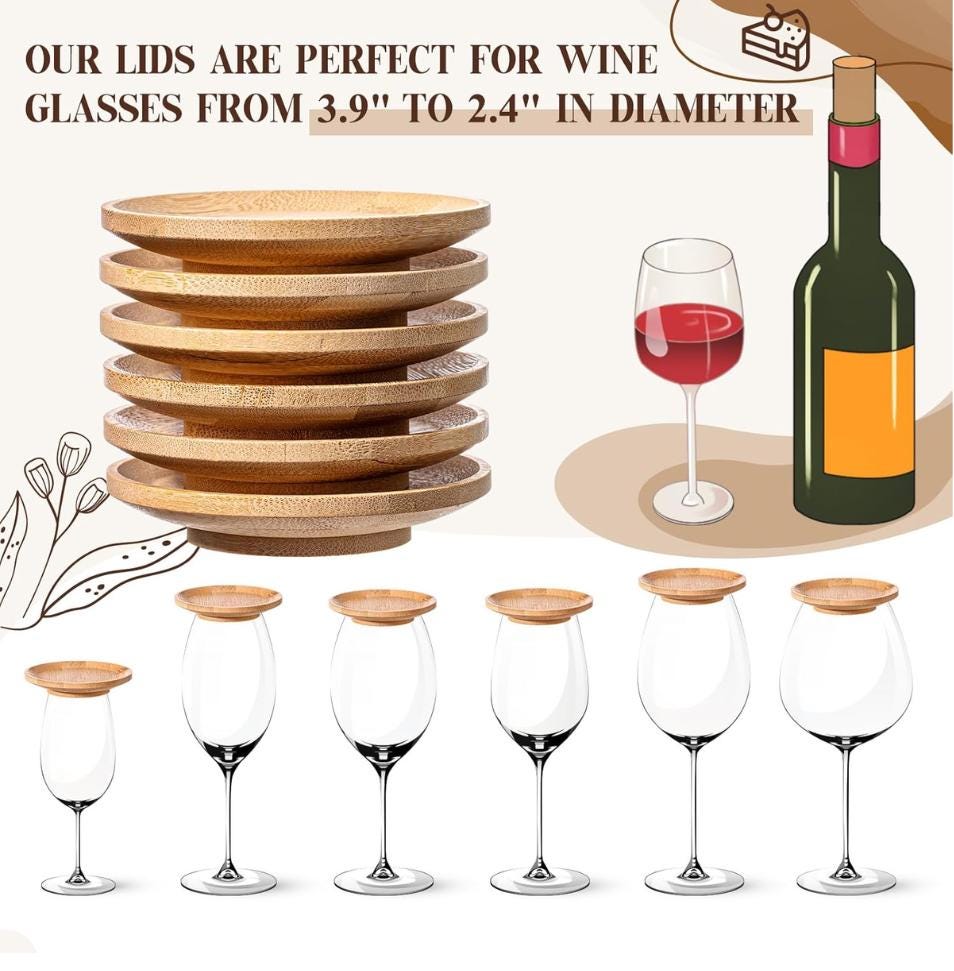 Wooden Wine Glass Charcuterie Toppers with Mini Forks – Wine Glass Snack Plates