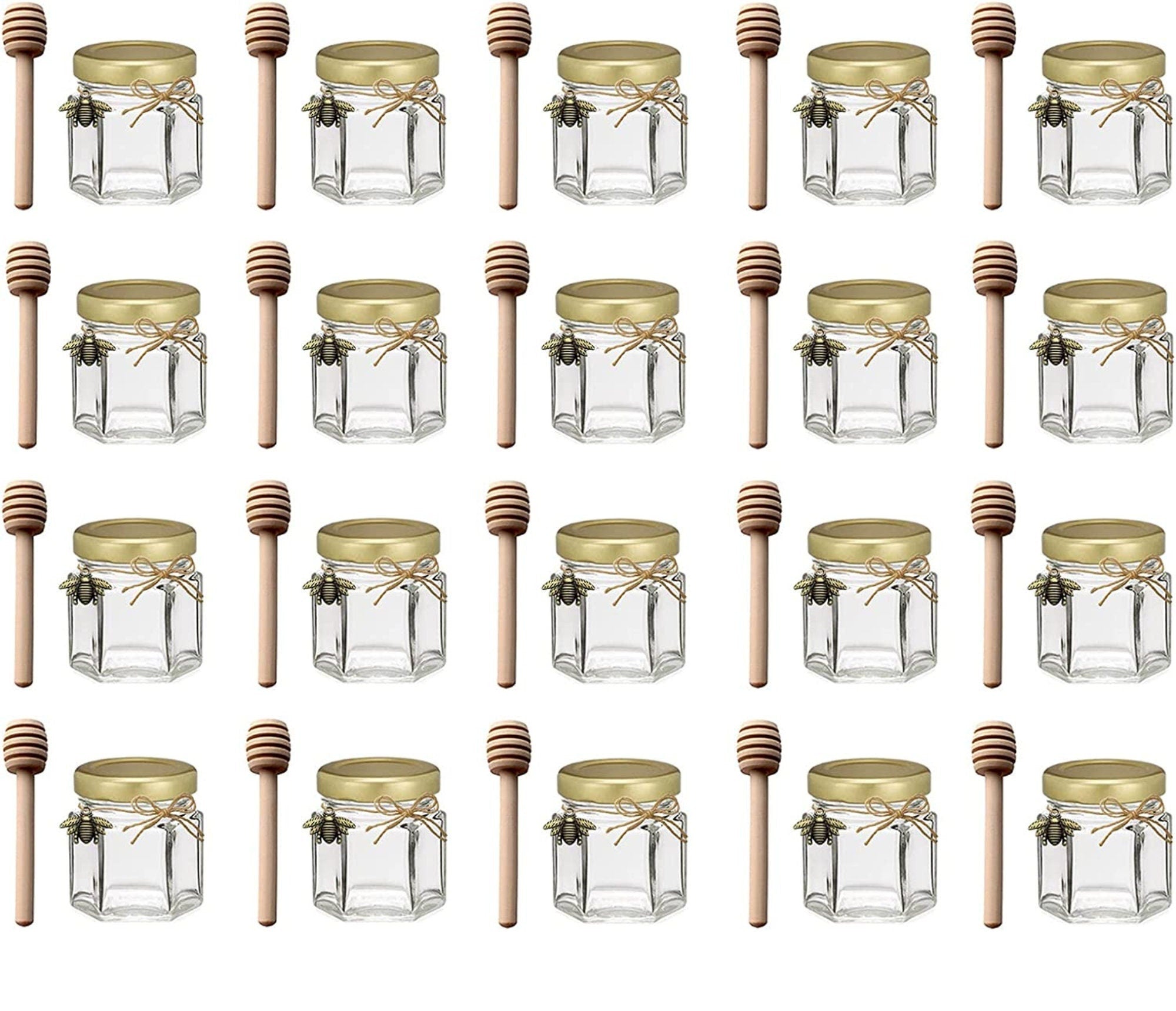 AuroTrends 3oz Mini Honey Jars with Dipper 30Pack, Empty Glass Jars for  Baby Shower Favors/Wedding Favors for Guests Bulk-Mini Jars with Wooden