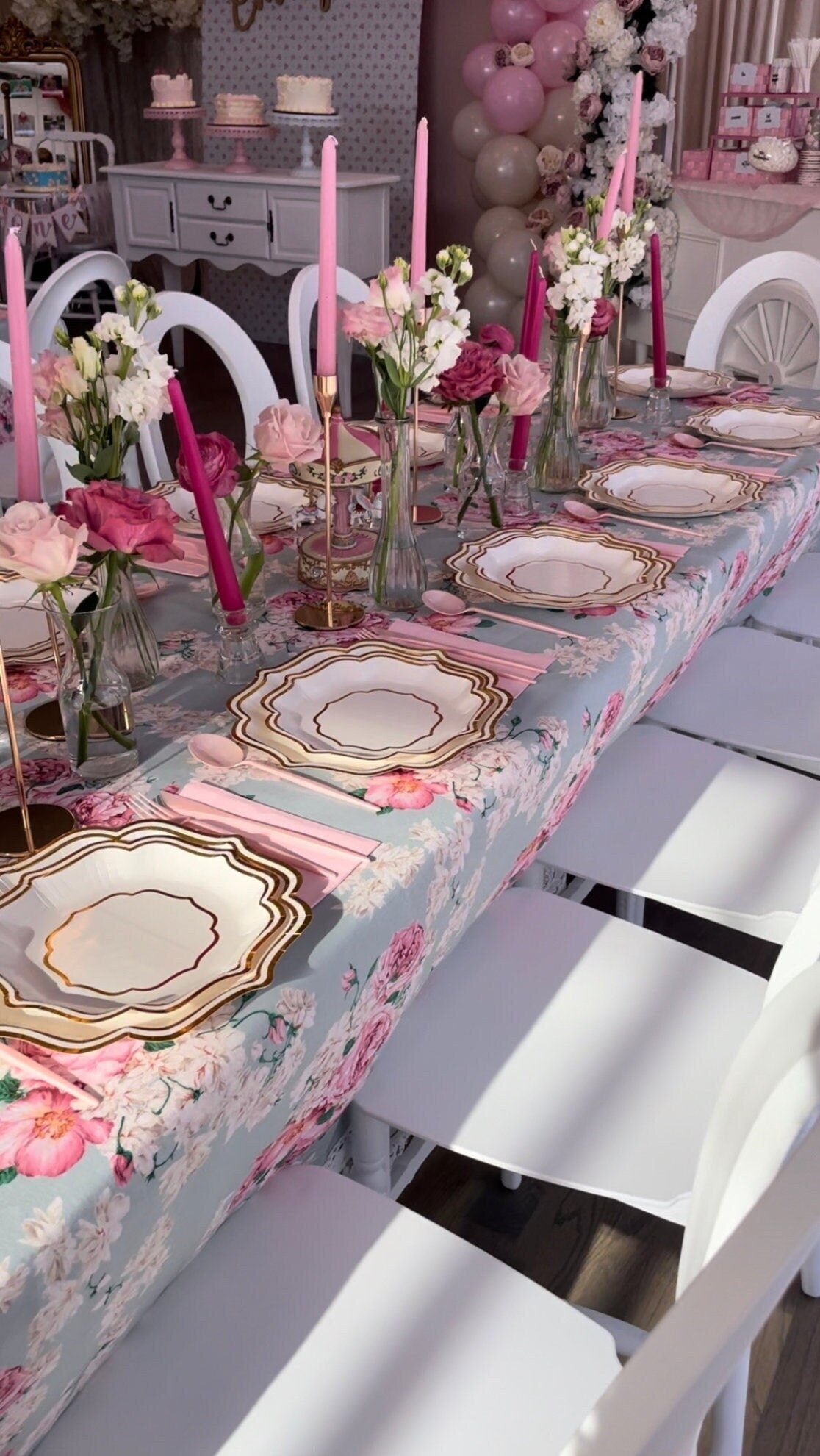 Love Shack Fancy Pink Gold Party Paper Plate Cups Napkins Cutlery Set –  ThePrettyPartyBoxx
