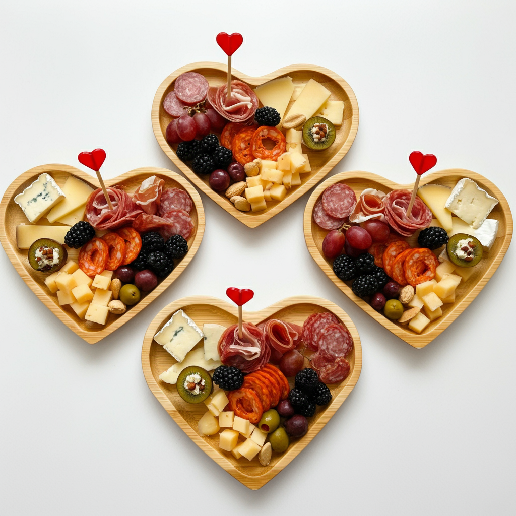 Heart shaped bamboo plates