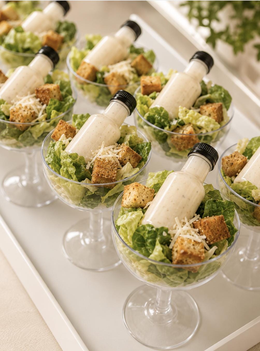 Individual salad cups for a bridal shower