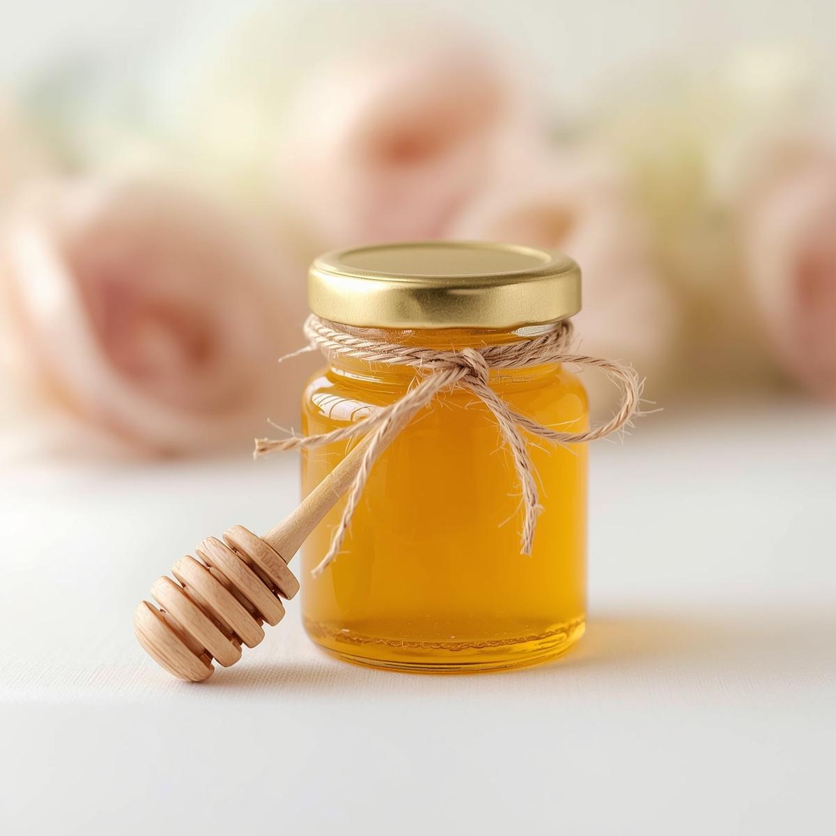 Mini Honey Jars with wooden honey dipper