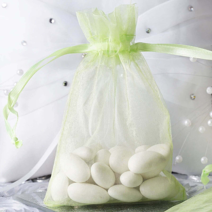 10-pack 4x6 mint organza drawstring wedding party favor gift bags – sheer satin pouches for candies, jewelry, and small gifts