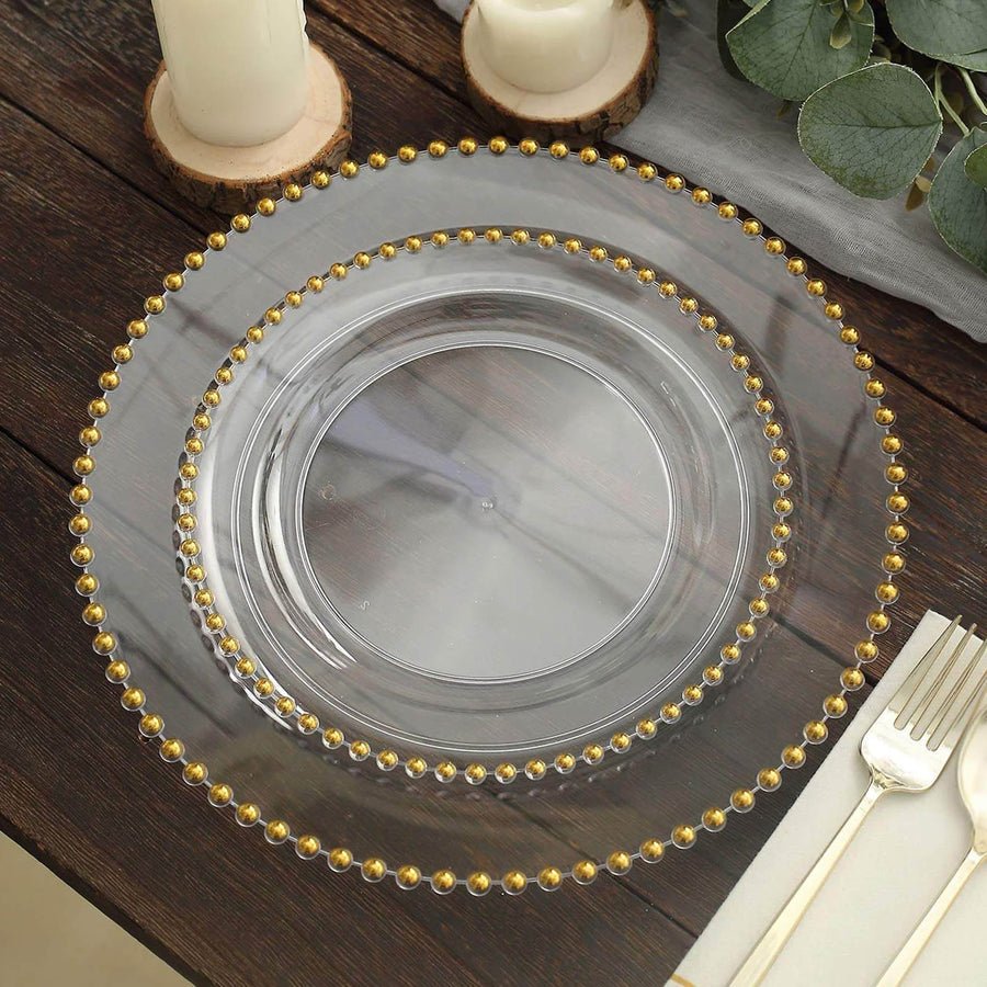 10 - Pack Beaded Rim Round Fancy Disposable Plates - Pretty Party Boxx