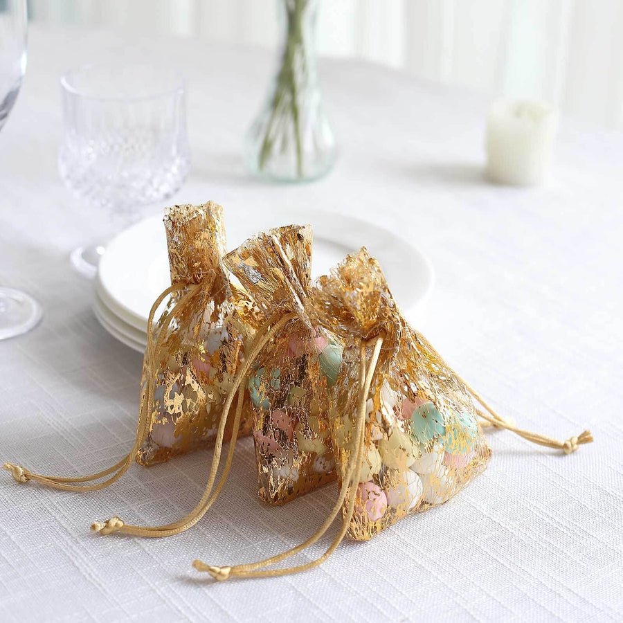 12 - Pack Metallic Gold or Silver Foil Drawstring Candy Bags – Wedding & Party Favor Bags - Pretty Party Boxx