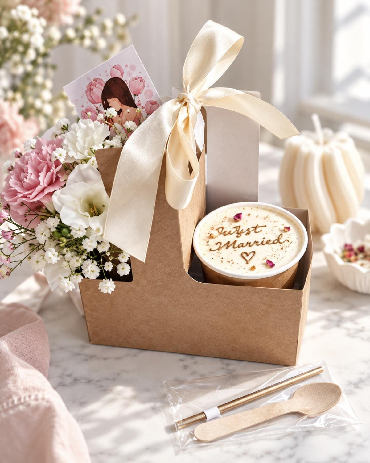 2 - Cup Drink and Flower Carrier with Handle – Recyclable Takeaway Holder for Weddings, Cafes & Catering - Pretty Party Boxx