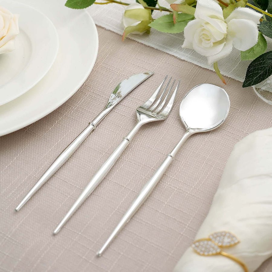 24 - Piece Plastic Cutlery Set – Disposable Silverware for Weddings & Parties - Pretty Party Boxx