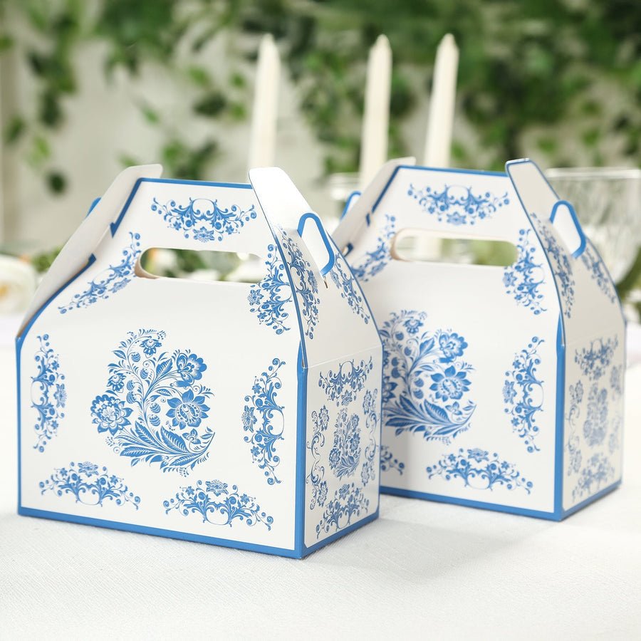 25 - Pack Candy Gift Tote Gable Boxes in French Toile Pattern – Party Favor Treat Boxes - Pretty Party Boxx