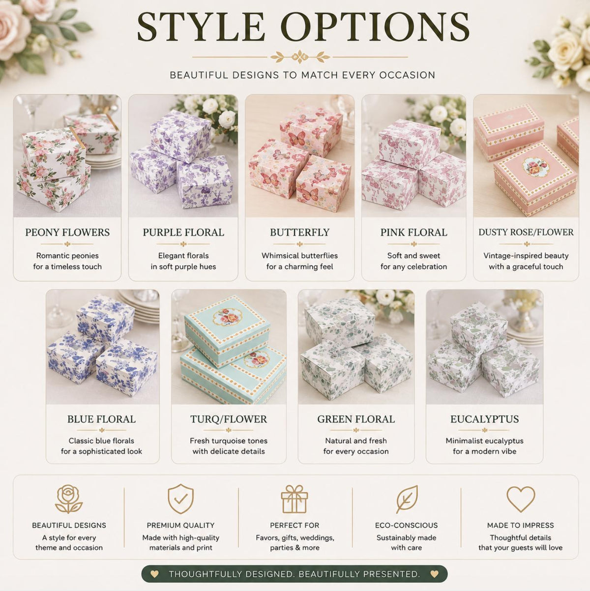 25-Pack Elegant Cardstock Gift Favor Boxes for Events