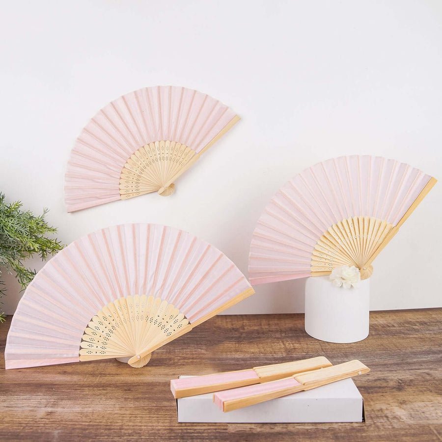 5 - Pack Elegant Silk Folding Fans – Asian - Style Party Favors & Decorative Event Accessories - Pretty Party Boxx