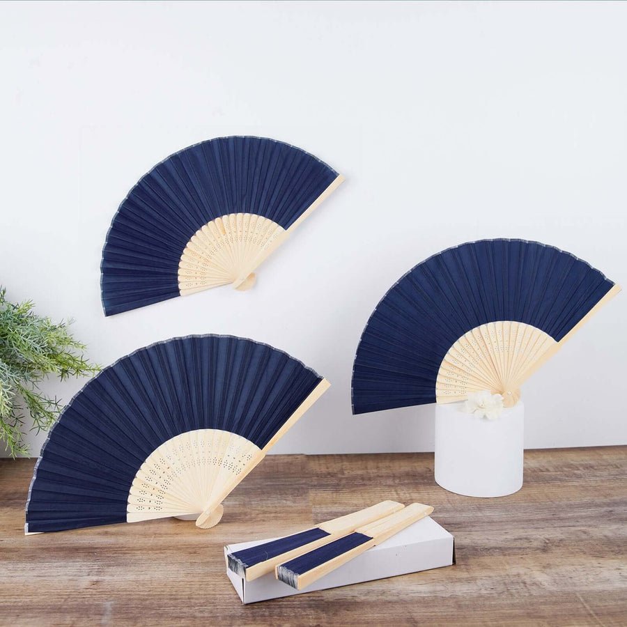 5 - Pack Elegant Silk Folding Fans – Asian - Style Party Favors & Decorative Event Accessories - Pretty Party Boxx
