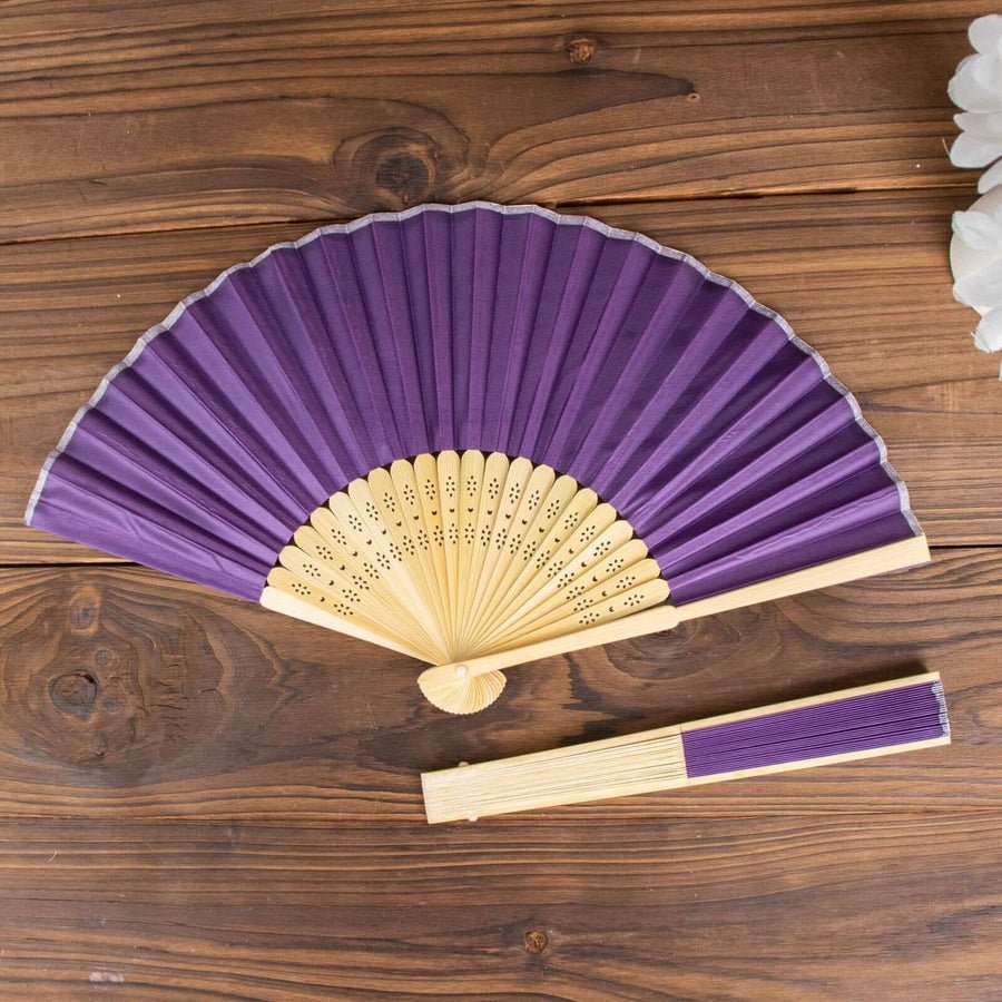 5 - Pack Elegant Silk Folding Fans – Asian - Style Party Favors & Decorative Event Accessories - Pretty Party Boxx