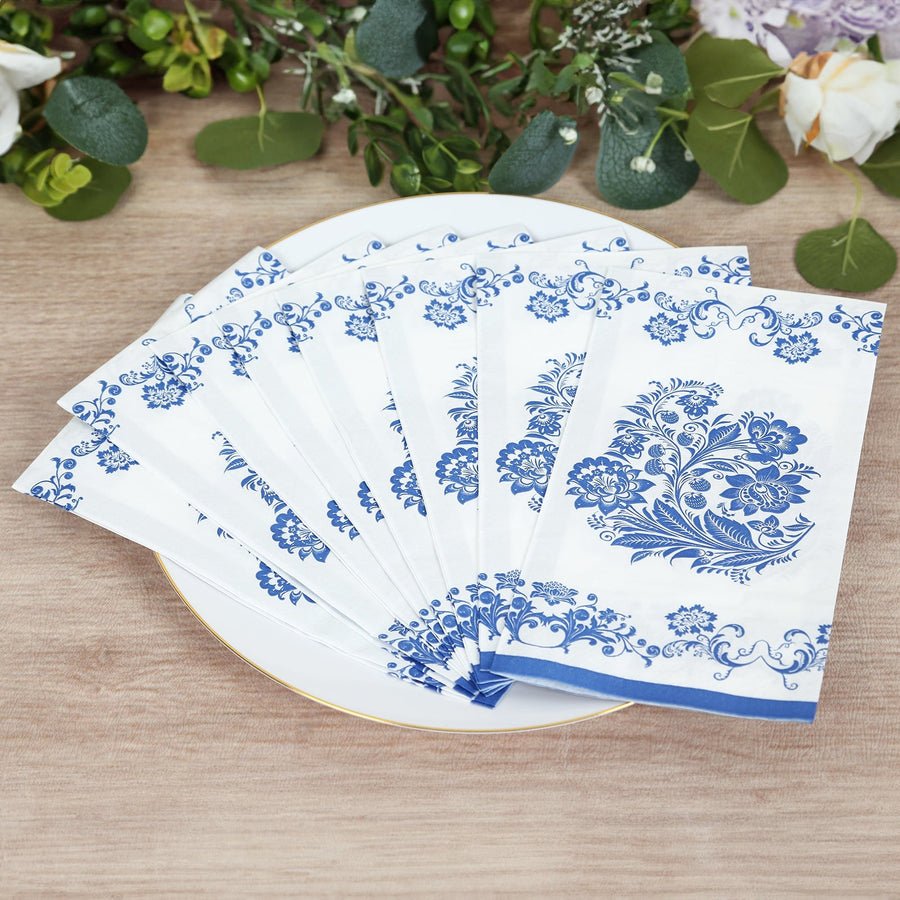 20 - Pack Elegant Paper Dinner Napkins – Peony Flower Print with Gold Edge for Weddings & Events - Pretty Party Boxx