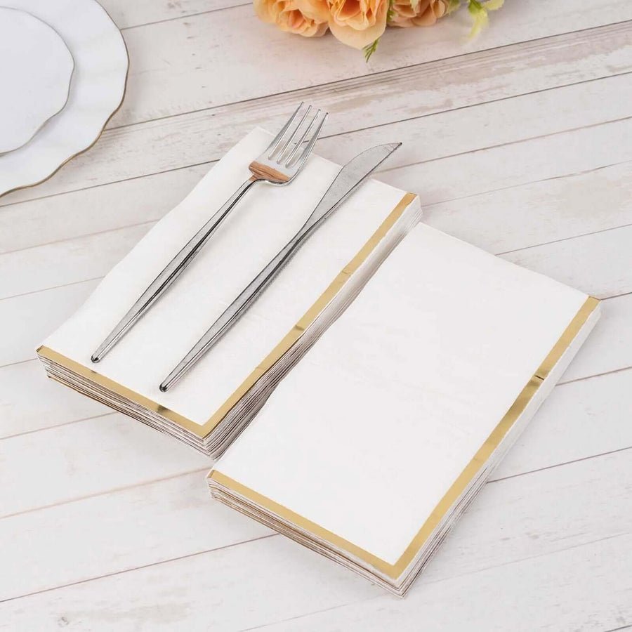 50 - Pack Party Napkins – Gold Foil Edge Disposable Cocktail Napkins - Pretty Party Boxx