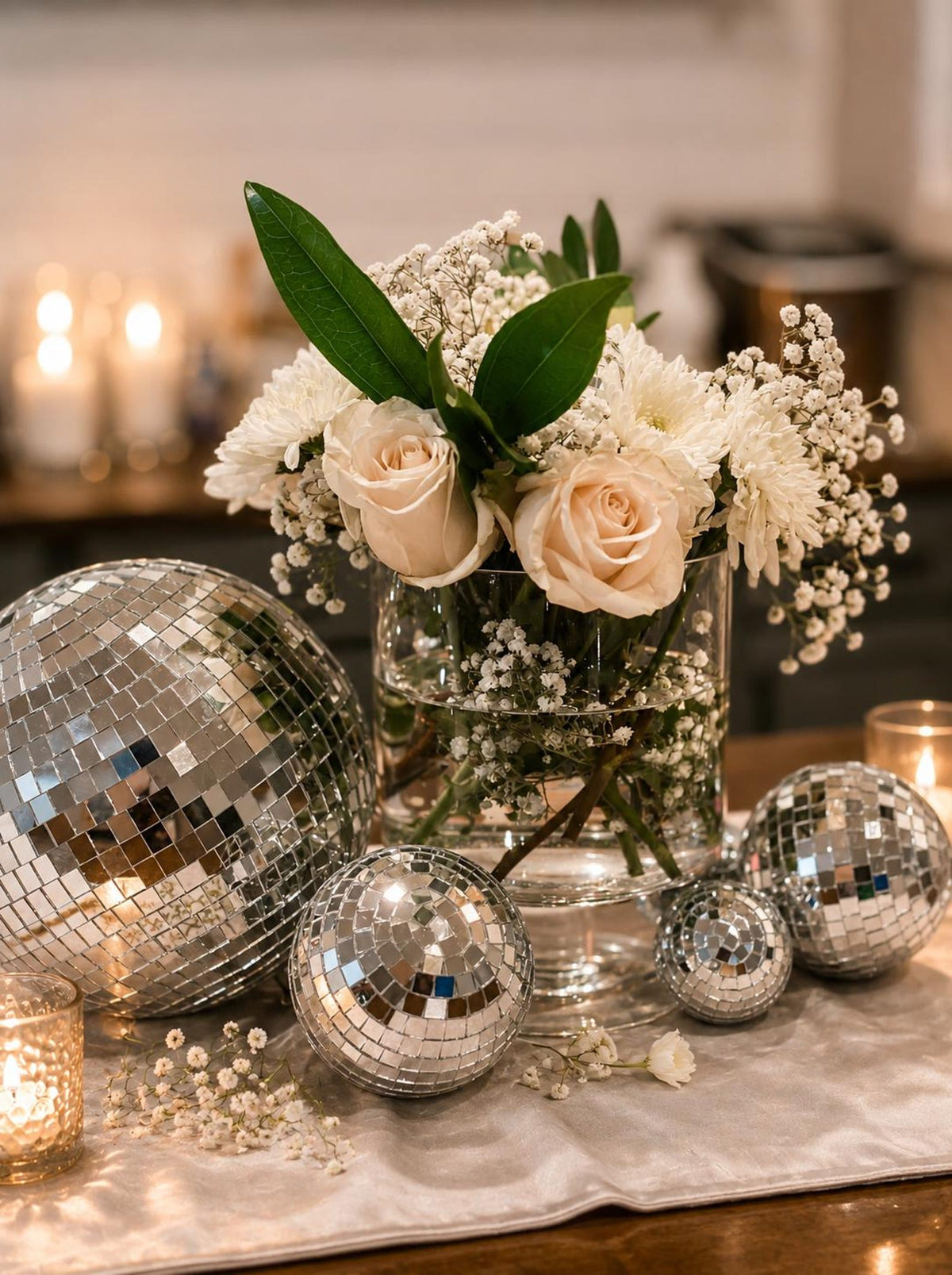 8 - Inch Mini Party Decorations - Set of 40 Silver Disco Balls - Pretty Party Boxx