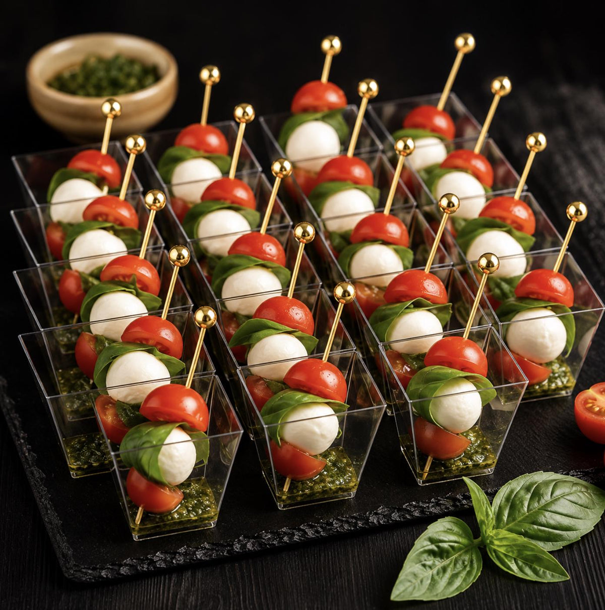 Acrylic Charcuterie Cups with Fancy Toothpicks – Set of 25 - Pretty Party Boxx