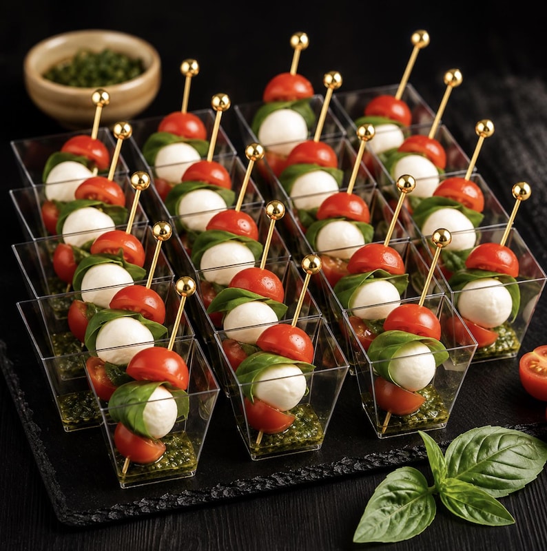 Acrylic Charcuterie Cups with Fancy Toothpicks – Set of 25 - Pretty Party Boxx