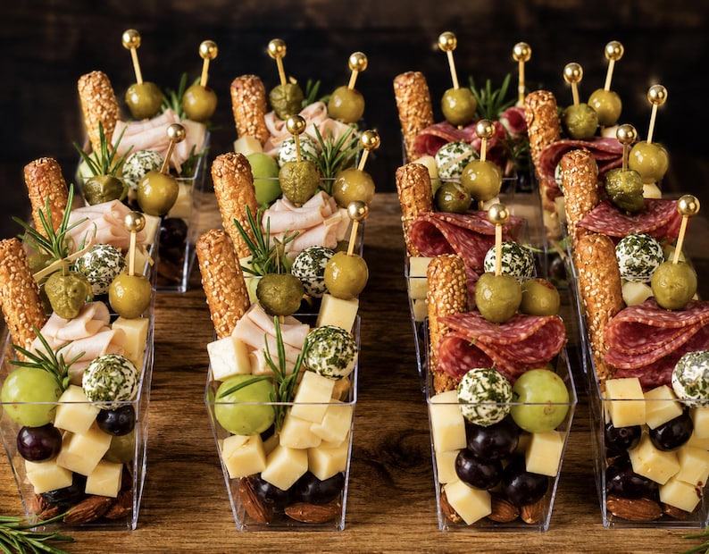 Acrylic Charcuterie Cups with Fancy Toothpicks – Set of 25 - Pretty Party Boxx