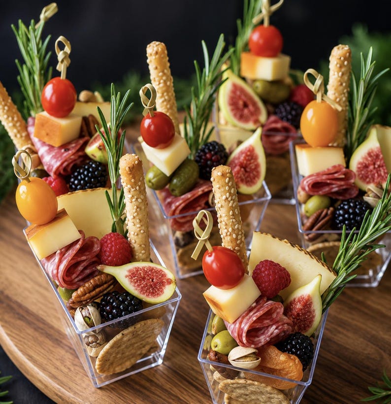 Acrylic Charcuterie Cups with Fancy Toothpicks – Set of 25 - Pretty Party Boxx