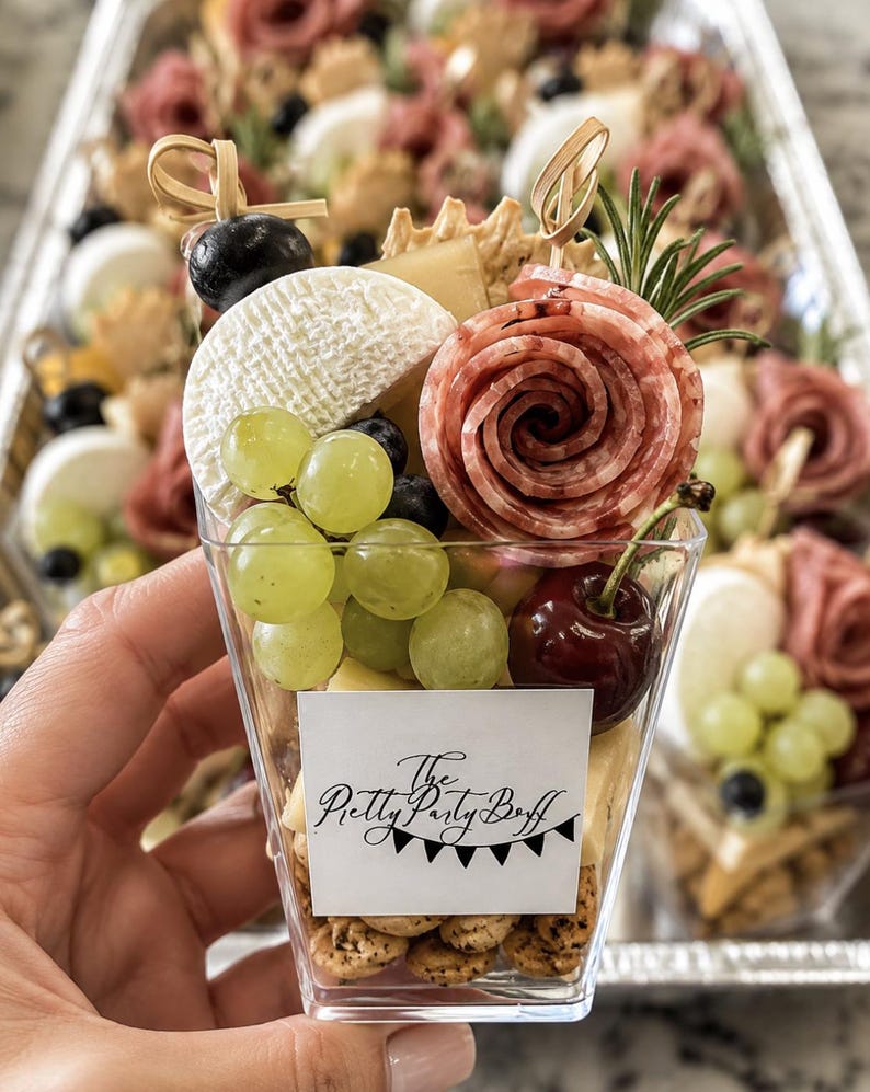 Acrylic Charcuterie Cups with Fancy Toothpicks – Set of 25 - Pretty Party Boxx