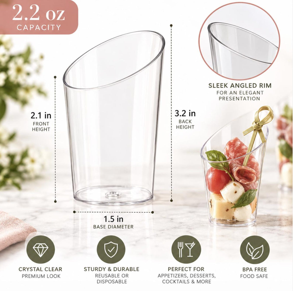 Acrylic Cups with Mini Forks or Toothpicks – 3 oz Clear Charcuterie & Appetizer Cups - Pretty Party Boxx