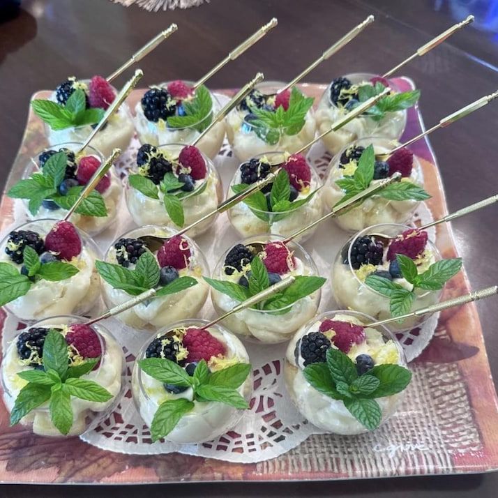 Individual acrylic salad cups for wedding catering and events