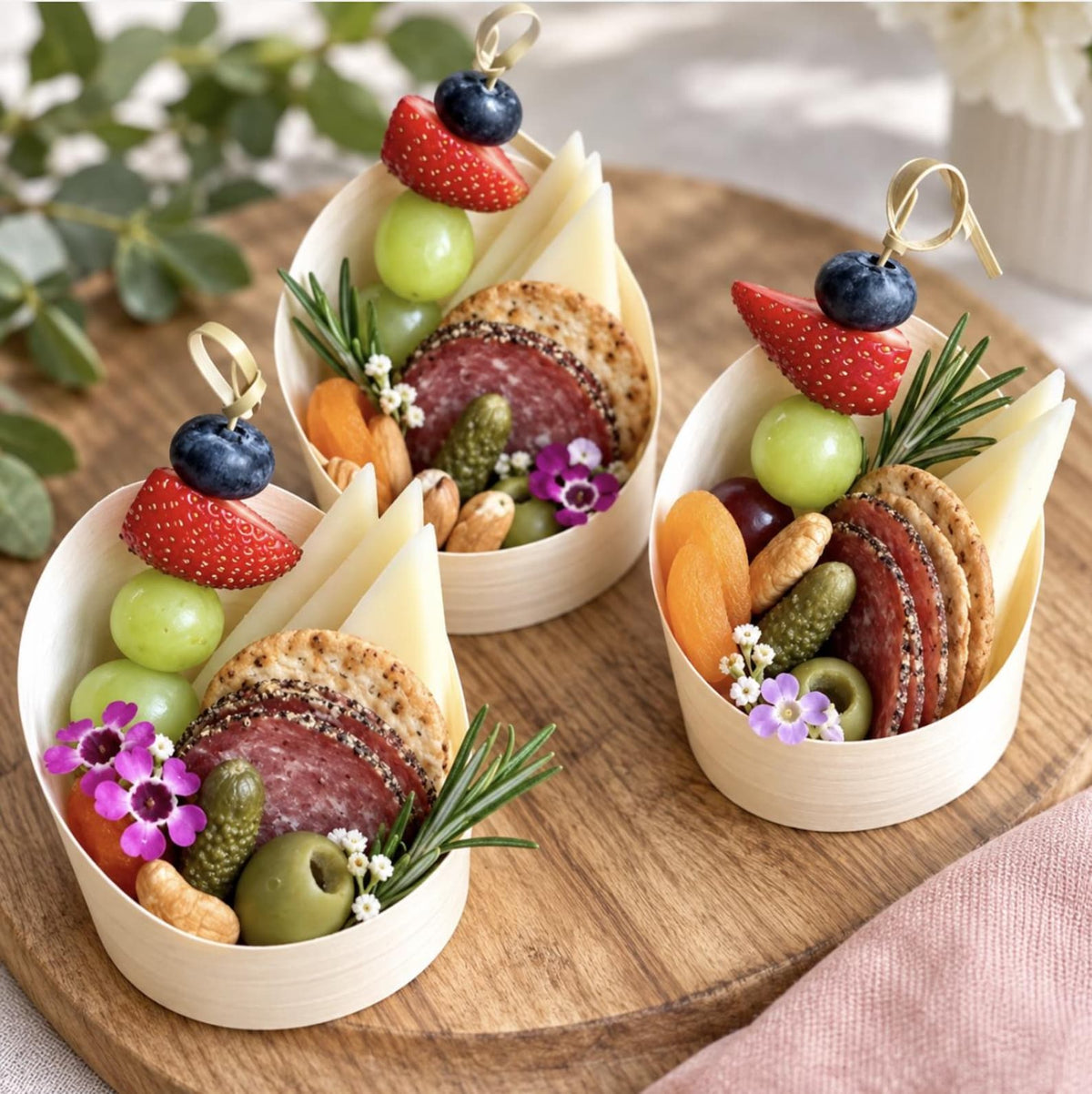 Rustic Bamboo Charcuterie Cups with Fancy Toothpicks Set - 20 Piece Eco - Friendly Appetizer Serving Kit - Pretty Party Boxx