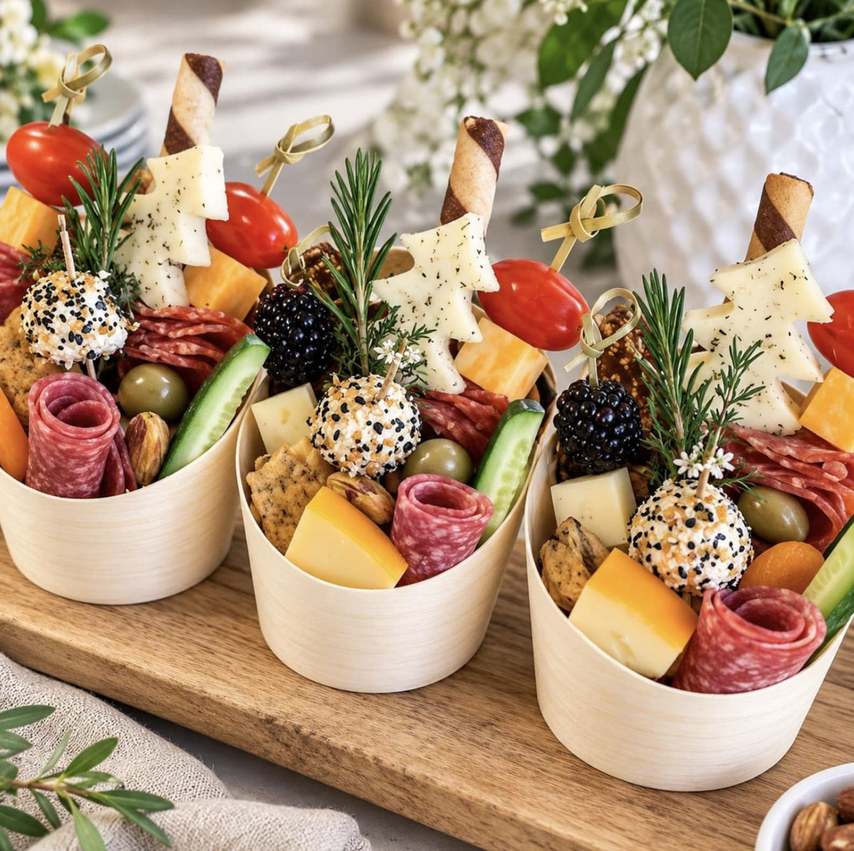 Rustic Bamboo Charcuterie Cups with Fancy Toothpicks Set - 20 Piece Eco - Friendly Appetizer Serving Kit - Pretty Party Boxx