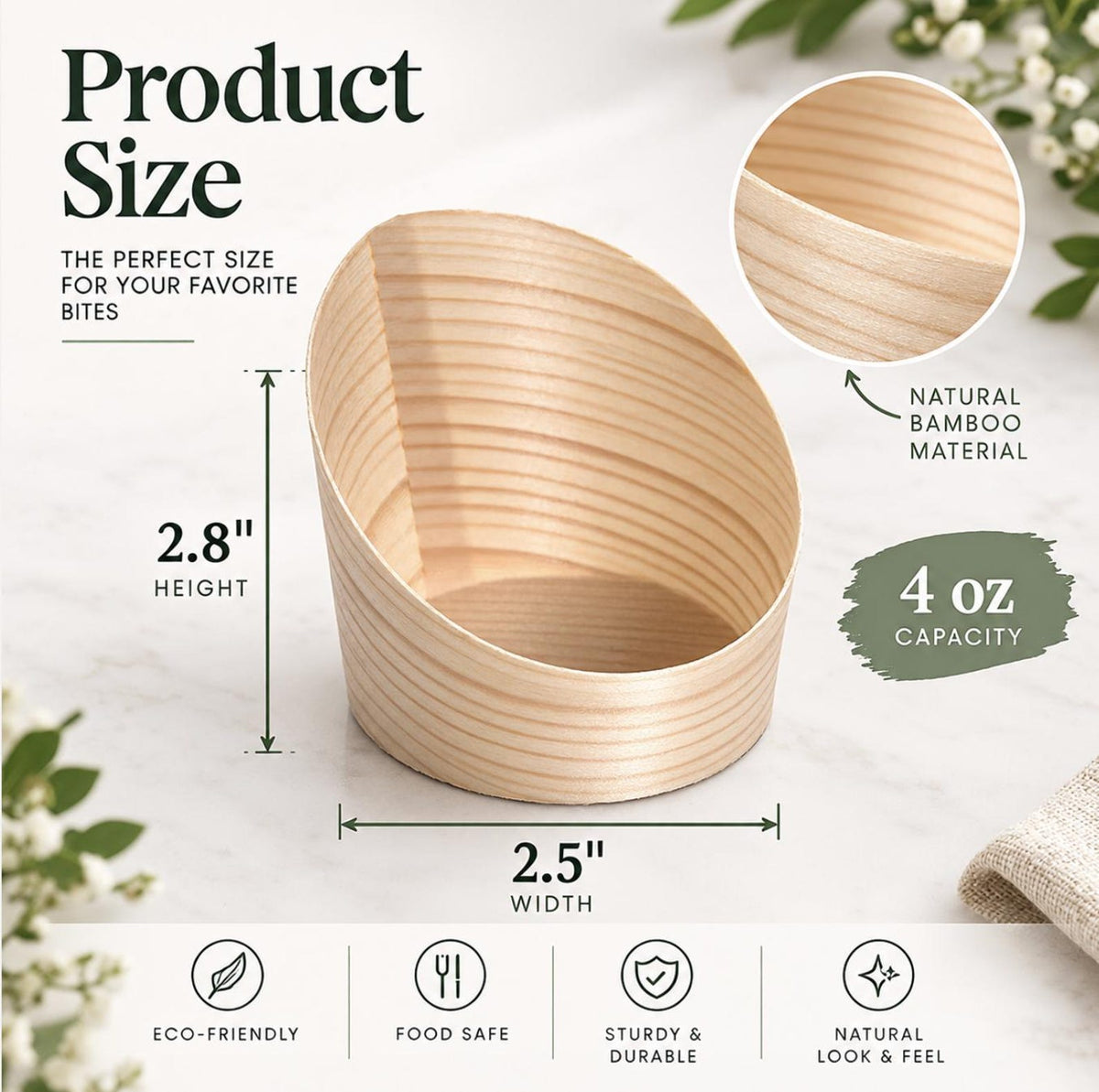 Rustic Bamboo Charcuterie Cups with Fancy Toothpicks Set - 20 Piece Eco - Friendly Appetizer Serving Kit - Pretty Party Boxx