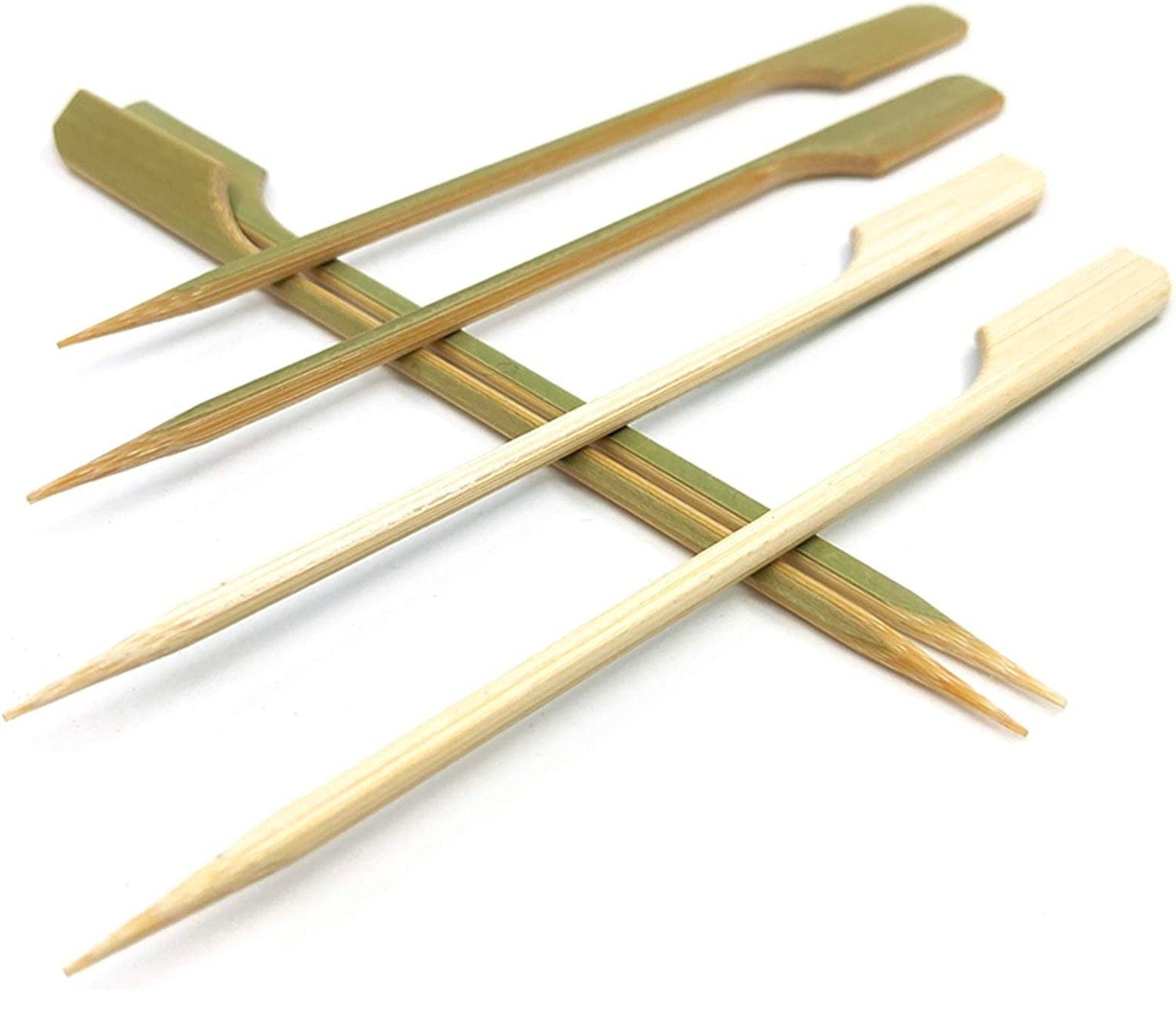 Natural bamboo toothpicks with flat handle ends for appetizers