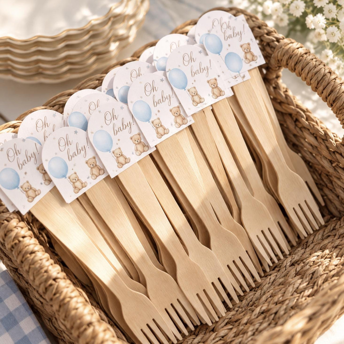 Heart Shaped Bamboo Plates with Pink Heart Toothpicks – Eco - Friendly Charcuterie Set of 25 - Pretty Party Boxx