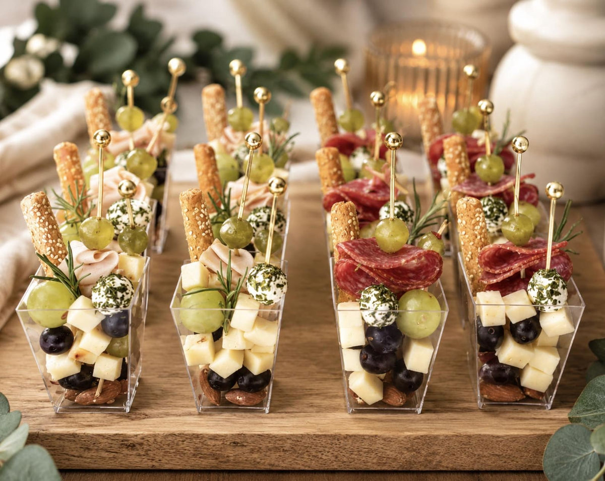 Charcuterie Domes with Mini Forks & Gold Toothpicks – Perfect for Weddings & Catering - Pretty Party Boxx