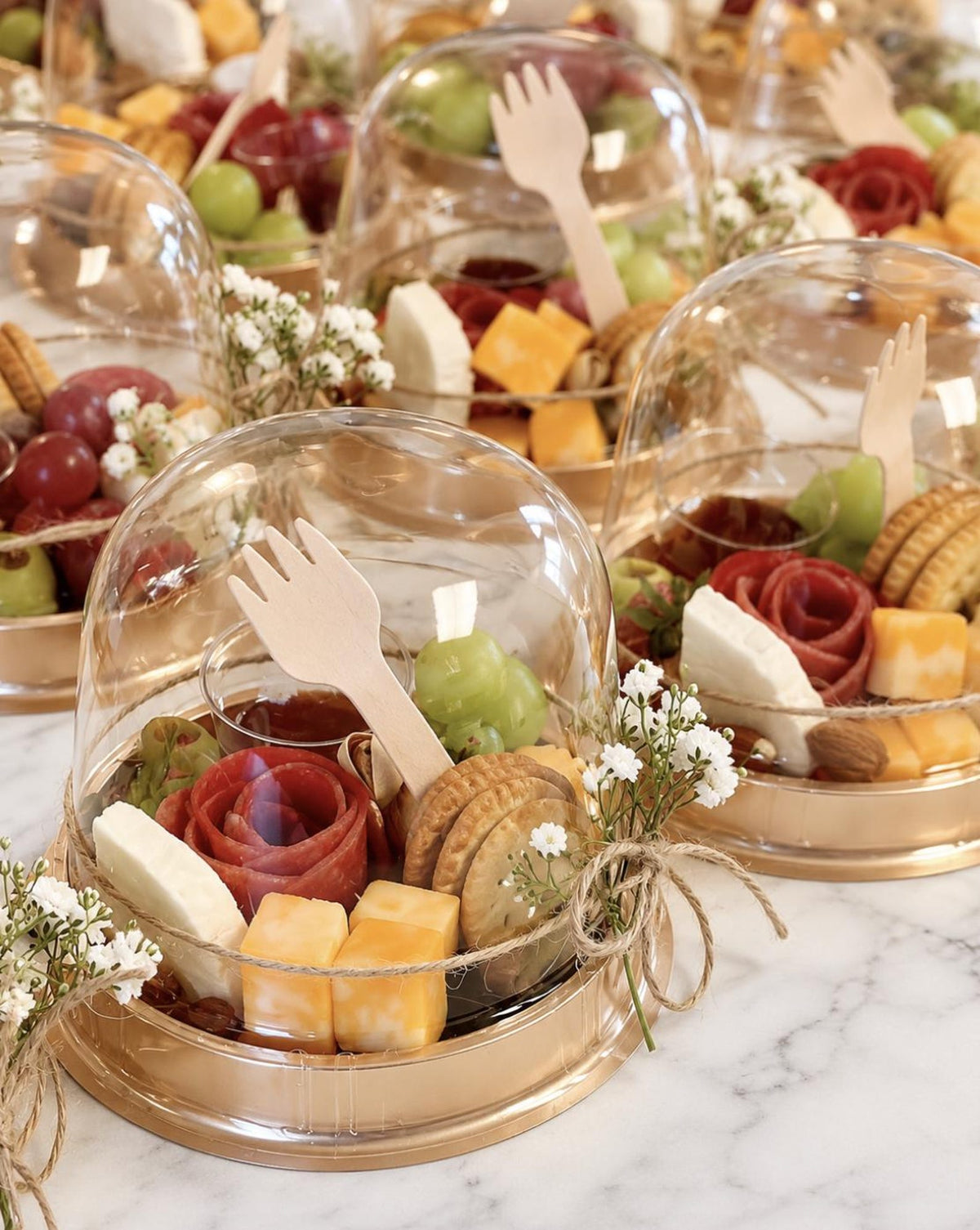 Charcuterie Domes with Mini Forks & Gold Toothpicks – Perfect for Weddings & Catering - Pretty Party Boxx