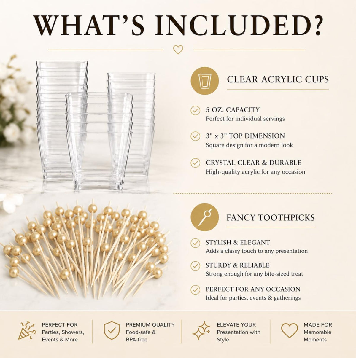 Charcuterie Domes with Mini Forks & Gold Toothpicks – Perfect for Weddings & Catering - Pretty Party Boxx