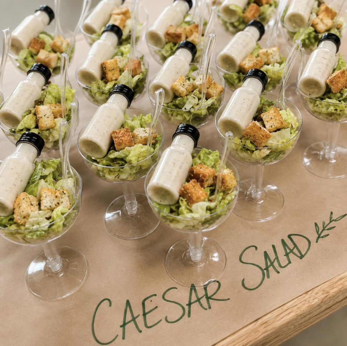 Acrylic Salad Appetizer Cups – Individual Salad Cups for Party w/Dressing Bottle & Forks - Set of 20 - Pretty Party Boxx