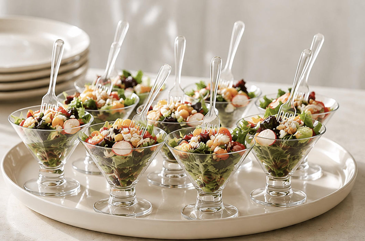 Acrylic Salad Cups with Mini Forks - Set of 20 - Pretty Party Boxx