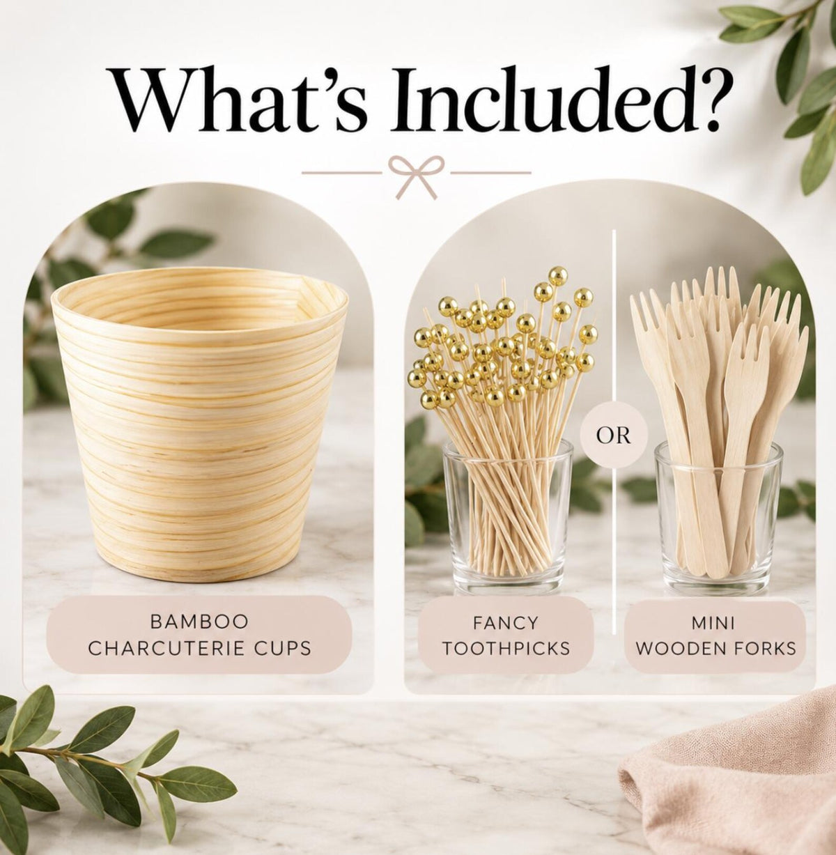 Close-up of charcuterie cup with meat, cheese, and crackers. Individual disposable wooden cone for catering.