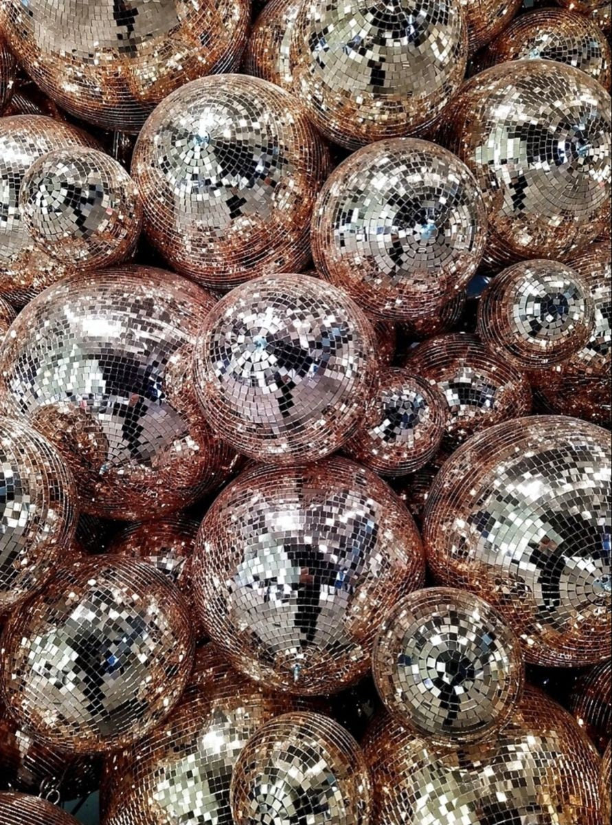 Collection of rose gold disco balls