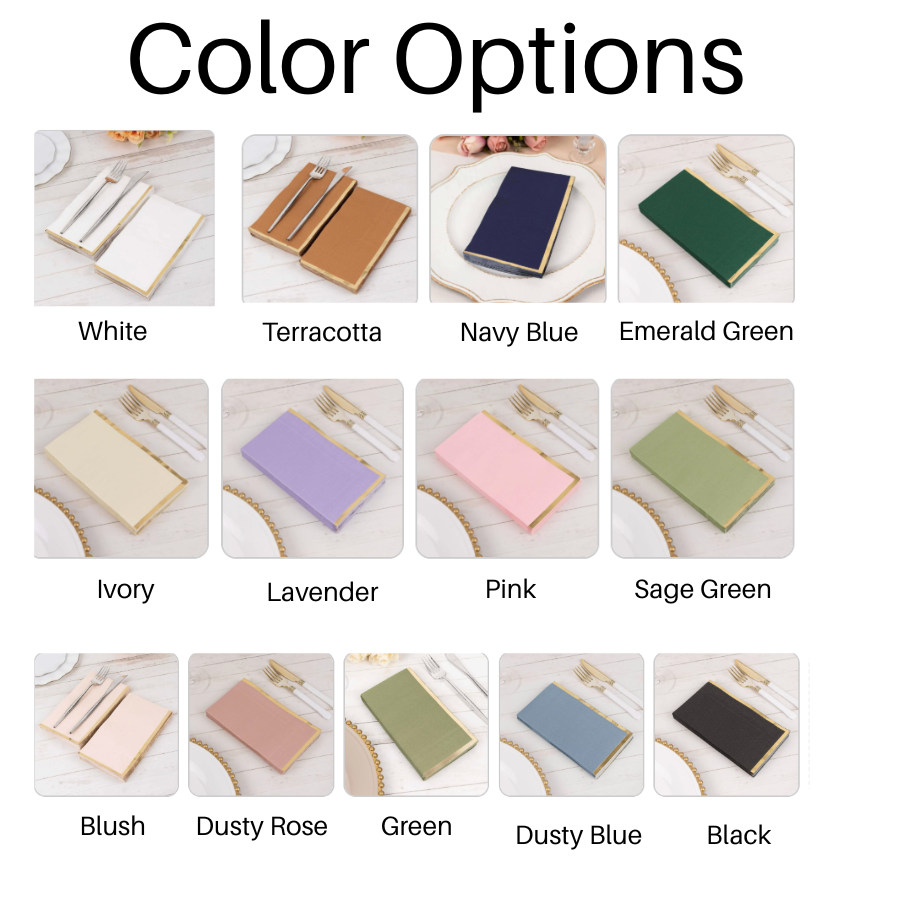 Disposable Dinner Napkins for Dinner Party w/Gold Foil- Set of 50