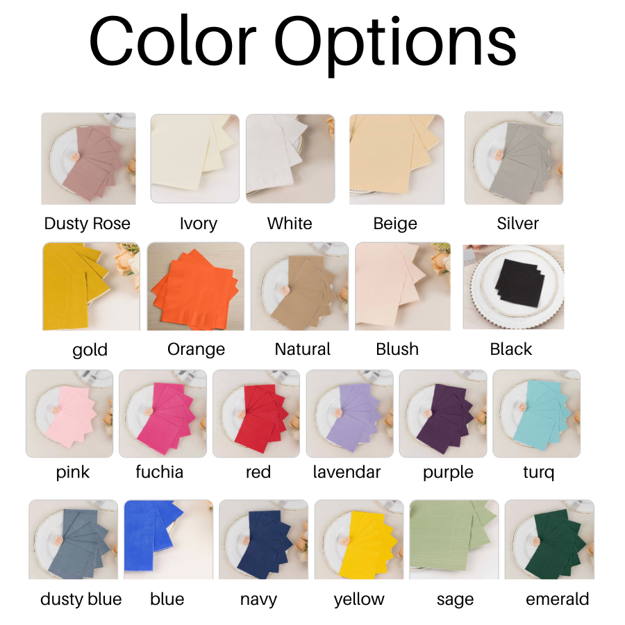 Cocktail Napkins Assorted Colors – Elegant Party Napkins - Pack of 50