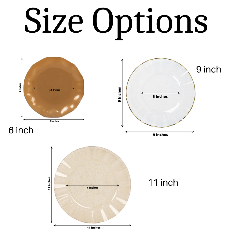 Ruffled Gold Rim Disposable Dinner Dessert Plates – 10-Pack Elegant Plastic Tableware